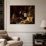 Stillleben mit Wein und Käse als Kunstdruck oder Wandbild