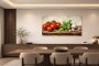 Stillleben mit Tomaten, Basilikum und Knoblauch als Kunstdruck oder Leinwand