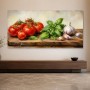 Stillleben mit Tomaten, Basilikum und Knoblauch als Kunstdruck oder Leinwand