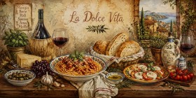 La Dolce Vita Stillleben als Leinwand oder Poster