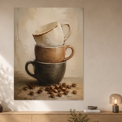 Stillleben mit Kaffeetassen als Kunstdruck und Poster