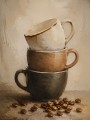 Stillleben mit Kaffeetassen als Kunstdruck und Poster