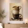 Stapelnde Kaffeetassen als Kunstdruck oder Leinwand für die Küche