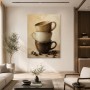 Stapelnde Kaffeetassen als Kunstdruck oder Leinwand für die Küche
