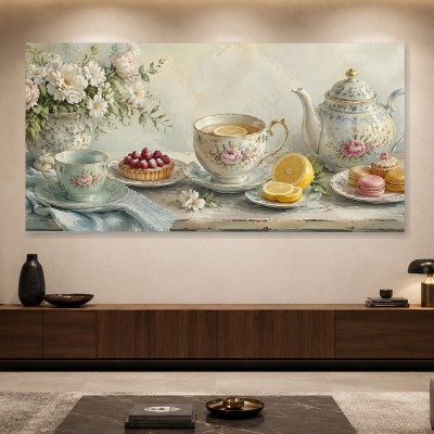 Florales Stillleben als Kunstdruck oder Wandbild mit Teekanne