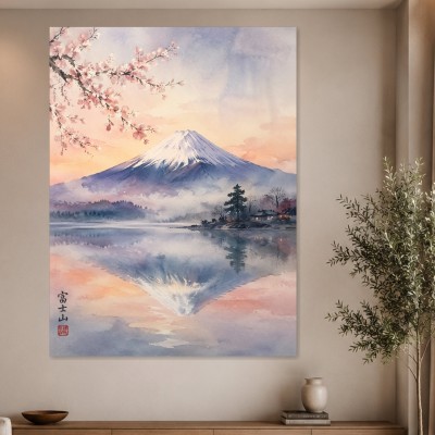 Fujiyama im Morgenlicht, Kunstwerk und Fine Art Print