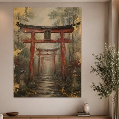 Torii-Pfad im Nebel, Modernes Wandbild oder Fine Art Print