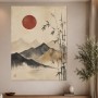 Japanische Landschaft mit Sonne, Wandbild oder Kunstdruck