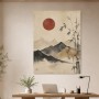 Japanische Landschaft mit Sonne, Wandbild oder Kunstdruck