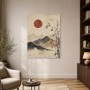 Japanische Landschaft mit Sonne, Wandbild oder Kunstdruck