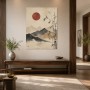 Japanische Landschaft mit Sonne, Wandbild oder Kunstdruck