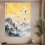 Japanische Kraniche im Morgenlicht, Wandbild oder Kunstdruck