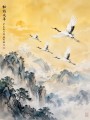 Japanische Kraniche im Morgenlicht, Wandbild oder Kunstdruck