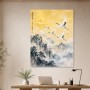 Japanische Kraniche im Morgenlicht, Wandbild oder Kunstdruck
