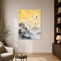 Japanische Kraniche im Morgenlicht, Wandbild oder Kunstdruck