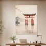 Japanische Torii am See, Leinwand und Kunstdruck