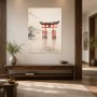 Japanische Torii am See, Leinwand und Kunstdruck