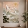Elegantes Kranichmotiv, Wandbild oder Fine Art Print mit goldener Landschaft