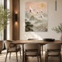 Elegantes Kranichmotiv, Wandbild oder Fine Art Print mit goldener Landschaft