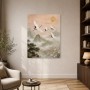 Elegantes Kranichmotiv, Wandbild oder Fine Art Print mit goldener Landschaft