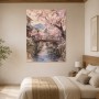 Kirschblütenbrücke am Fluss, Leinwand oder Kunstdruck mit japanischer Landschaft