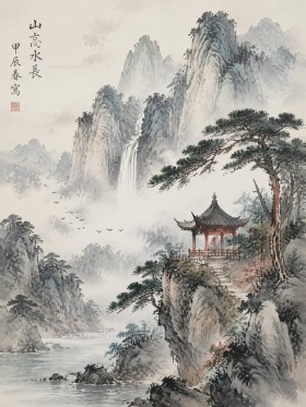Chinesische Berglandschaft als Wandbild oder Kunstdruck