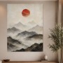 Mystische Berglandschaft mit roter Sonne, Fine Art Print oder Acrylglasbild