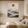 Mystische Berglandschaft mit roter Sonne, Fine Art Print oder Acrylglasbild