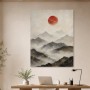 Mystische Berglandschaft mit roter Sonne, Fine Art Print oder Acrylglasbild