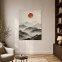 Mystische Berglandschaft mit roter Sonne, Fine Art Print oder Acrylglasbild