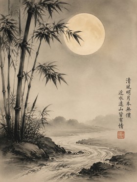 Japanische Tuschelandschaft als Kunstdruck und Fine Art Print