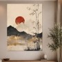 Zen Landschaft als Wandbild oder Kunstdruck mit roter Sonne