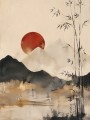 Zen Landschaft als Wandbild oder Kunstdruck mit roter Sonne