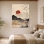 Zen Landschaft als Wandbild oder Kunstdruck mit roter Sonne