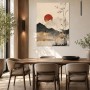 Zen Landschaft als Wandbild oder Kunstdruck mit roter Sonne