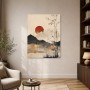 Zen Landschaft als Wandbild oder Kunstdruck mit roter Sonne