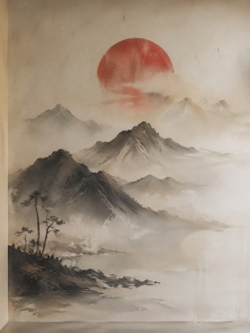 Meditative Berglandschaft als Kunstdruck oder Leinwand