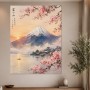 Japansche Berglandschaft mit Kirschblüten, Wandbild oder Fine Art Print