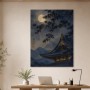 Japanische Mondnacht mit Tempel, Kunstdruck und Fine Art Print