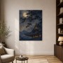 Japanische Mondnacht mit Tempel, Kunstdruck und Fine Art Print