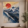 Wellenmeer und rote Sonne als Wandbild oder Fine Art Print