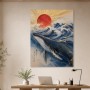 Wellenmeer und rote Sonne als Wandbild oder Fine Art Print