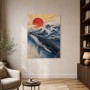 Wellenmeer und rote Sonne als Wandbild oder Fine Art Print