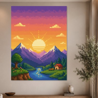 Pixel-Sonnenuntergang als Modernes Wandbild oder Kunstdruck