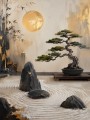 Zen Garten mit goldener Sonne, Wandbild oder Gallery Print