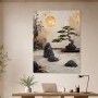 Zen Garten mit goldener Sonne, Wandbild oder Gallery Print