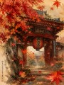Herbstlicher Tempelpfad als Kunstdruck und Wandbild mit japanischer Ruhe