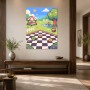 Pixel Garten mit Picnic Szene als Wandbild oder Kunstdruck