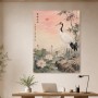Kran und Lotus im Morgenlicht, Kunstdruck oder Wandbild