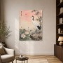 Kran und Lotus im Morgenlicht, Kunstdruck oder Wandbild